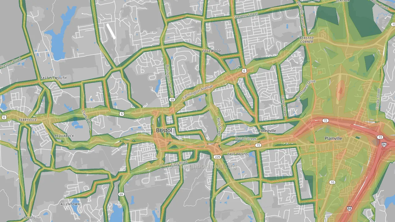 Bristol, CT Map of Noise Levels in Bristol