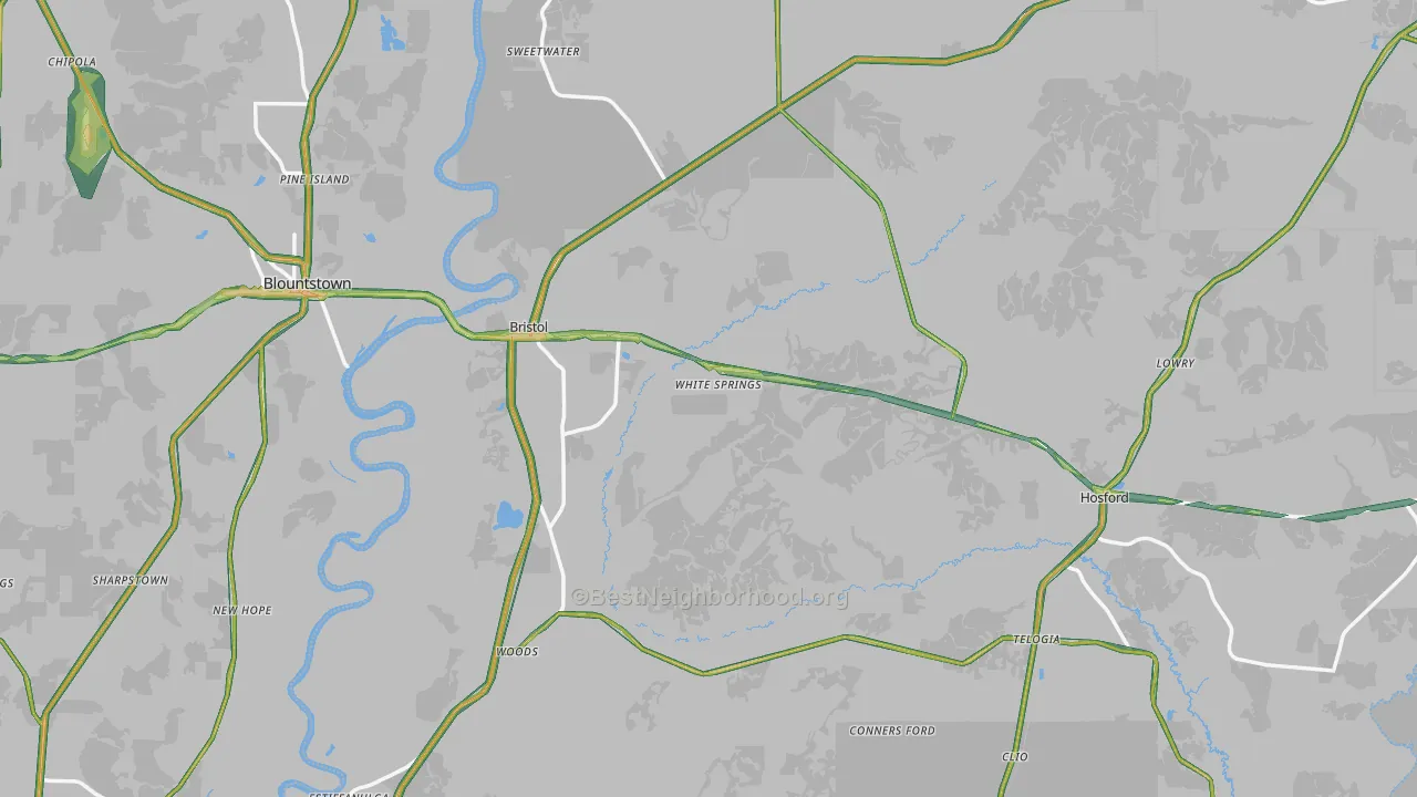 Bristol, FL Map of Noise Levels in Bristol