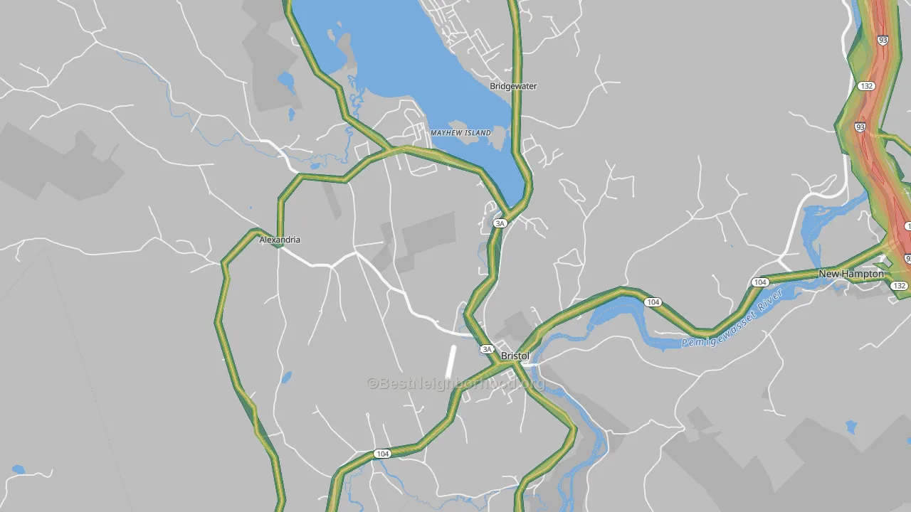 Bristol, NH Map of Noise Levels in Bristol