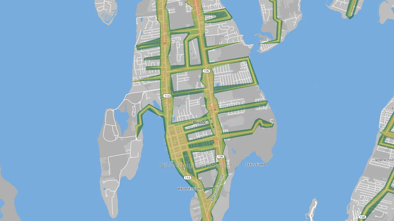 Bristol, RI Map of Noise Levels in Bristol