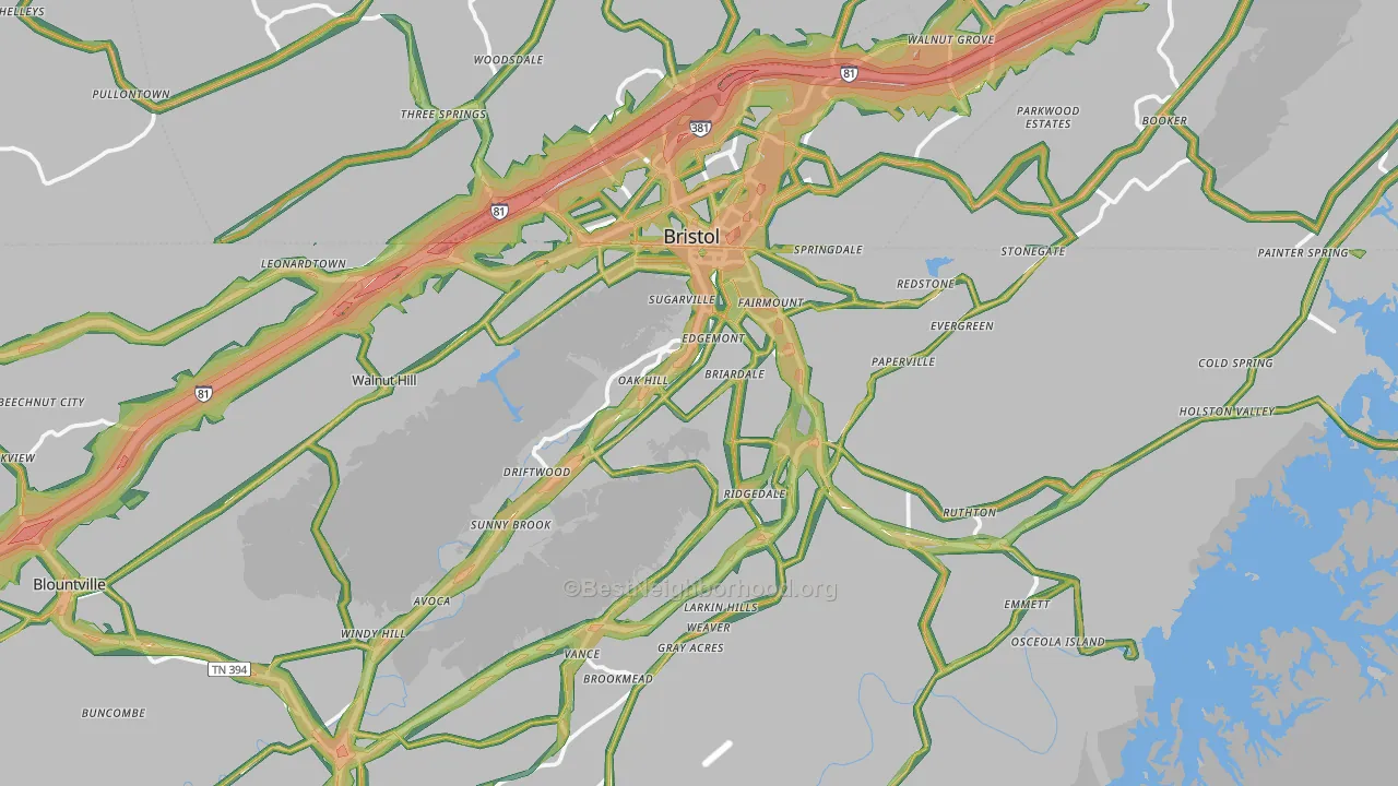 Bristol, TN Map of Noise Levels in Bristol