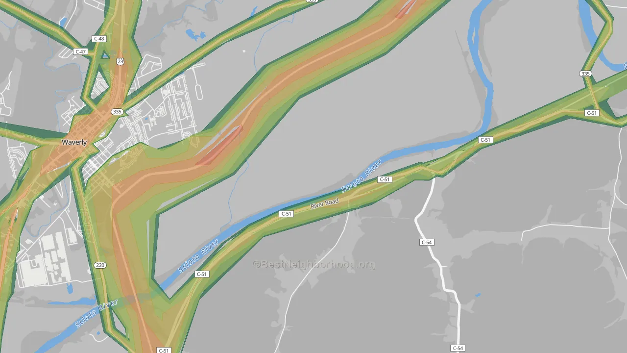 Bristol Village, OH Map of Noise Levels in Bristol Village