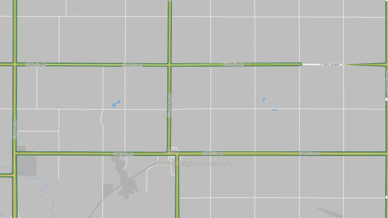 Bristow, IA Map of Noise Levels in Bristow