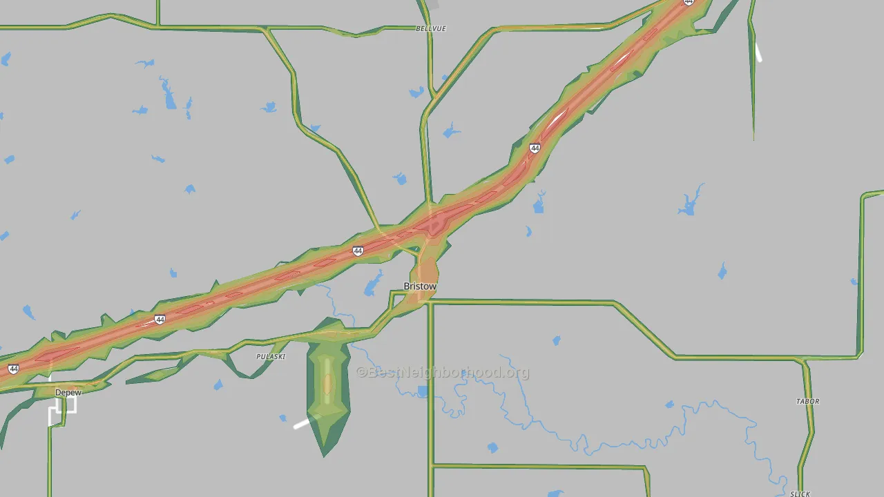 Bristow, OK Map of Noise Levels in Bristow