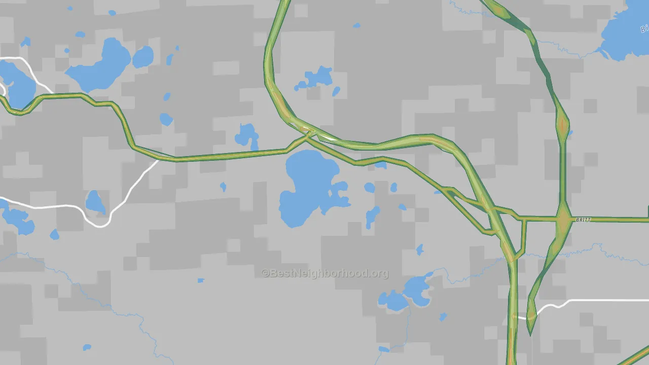 Britt, MN Map of Noise Levels in Britt