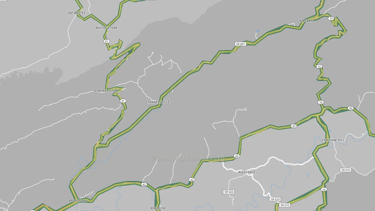 Broadford, VA Map of Noise Levels in Broadford