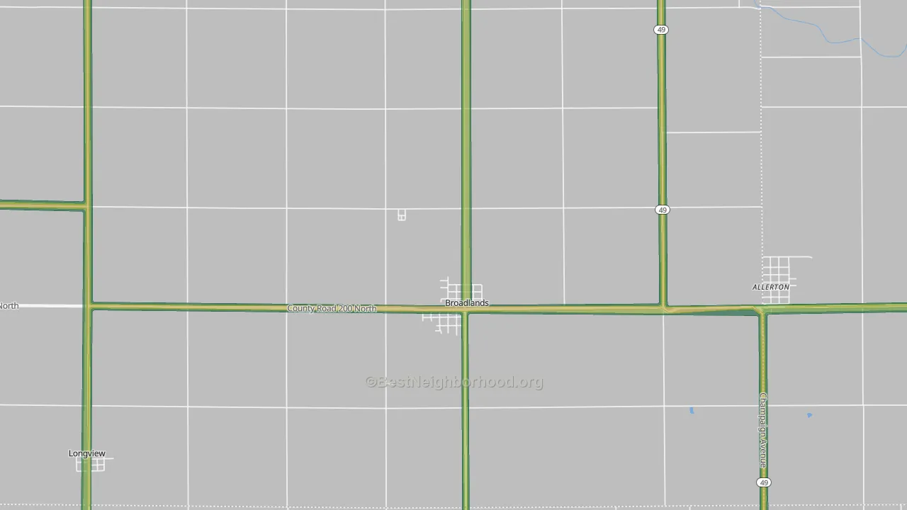 Broadlands, IL Map of Noise Levels in Broadlands
