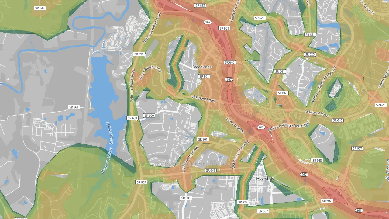 Broadlands, VA Map of Noise Levels in Broadlands