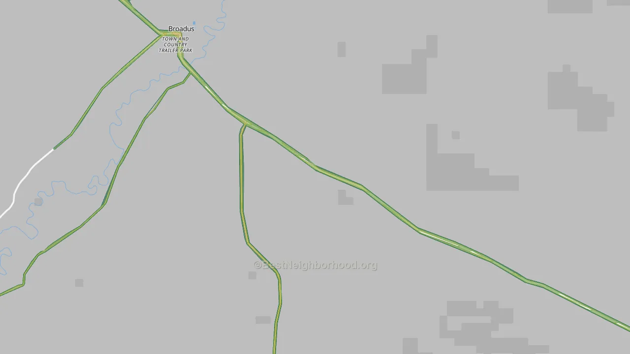 Broadus, MT Map of Noise Levels in Broadus