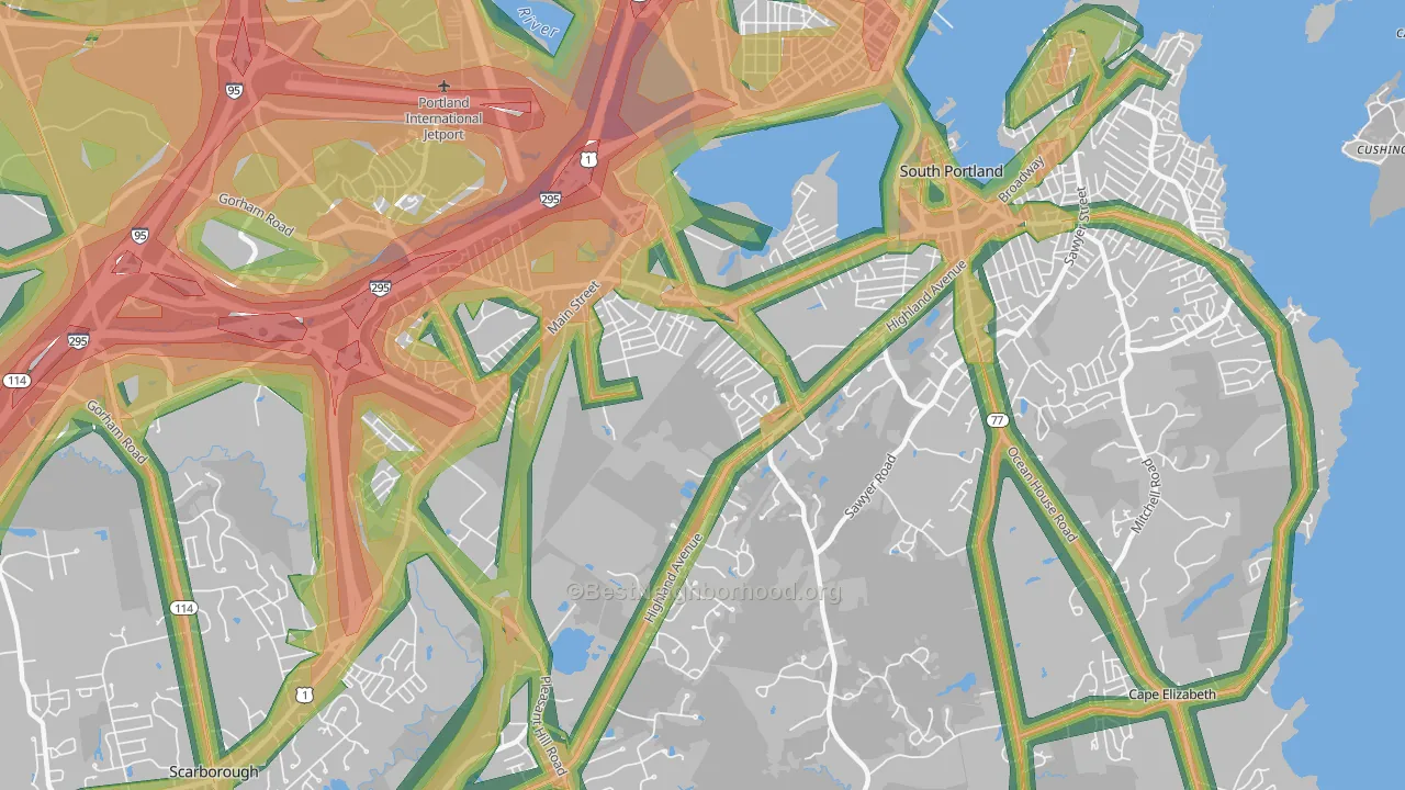 Broadview Park, South Portland, ME Map of Noise Levels in Broadview Park