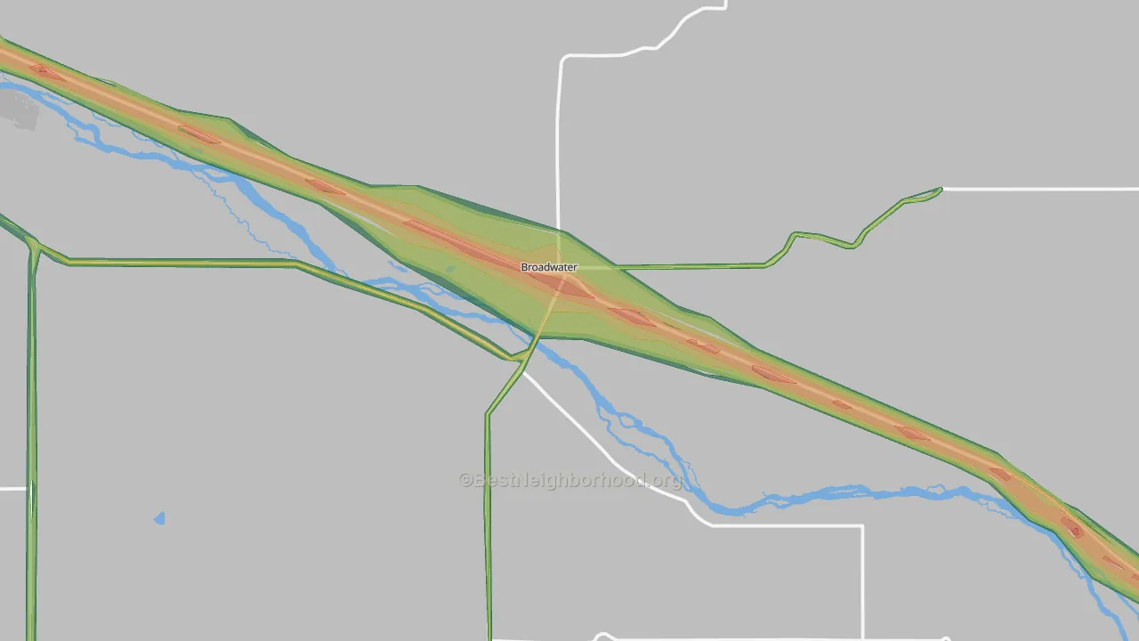 Broadwater, NE Map of Noise Levels in Broadwater