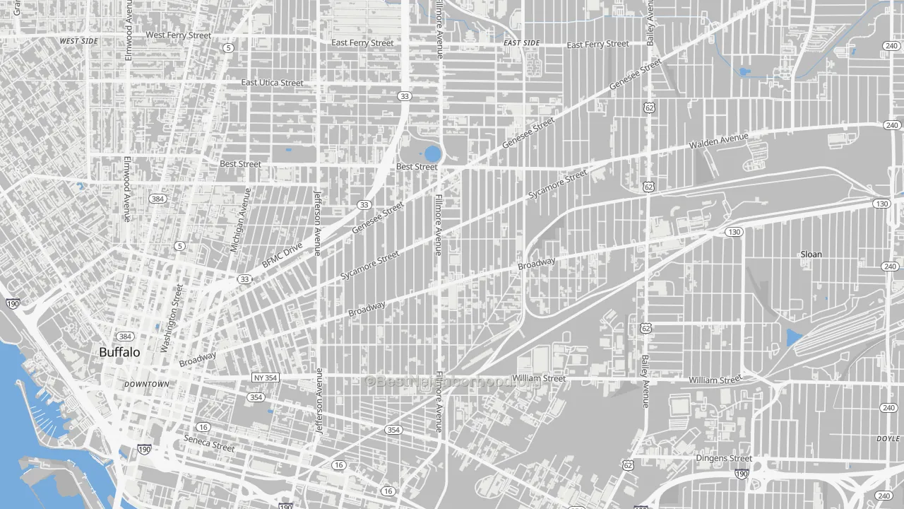 Broadway-Fillmore, Buffalo, NY Map of Noise Levels in Broadway-Fillmore