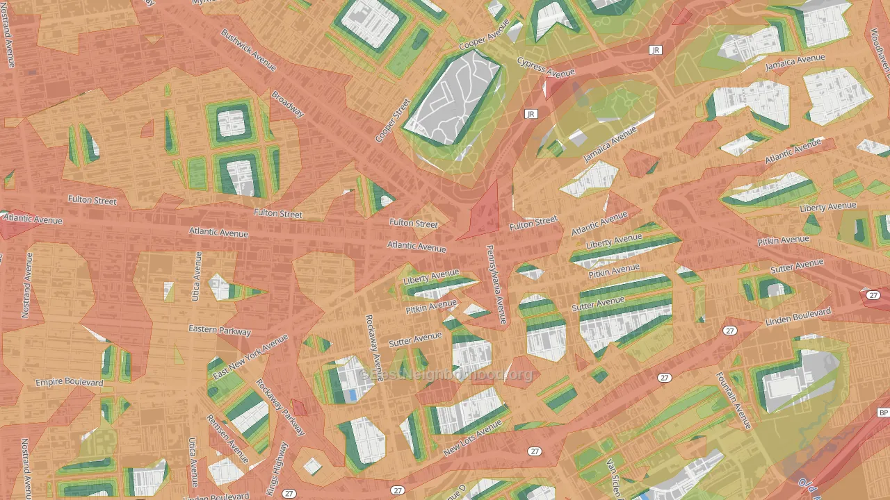 Broadway Junction, Brooklyn, NY Map of Noise Levels in Broadway Junction
