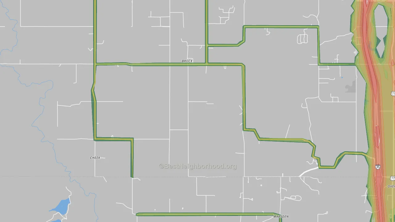 Brock, OK Map of Noise Levels in Brock