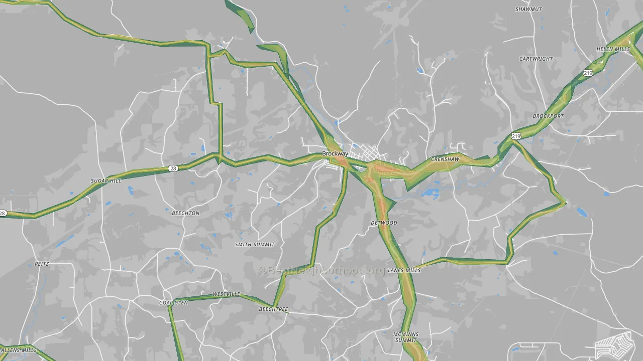 Brockway, PA Map of Noise Levels in Brockway
