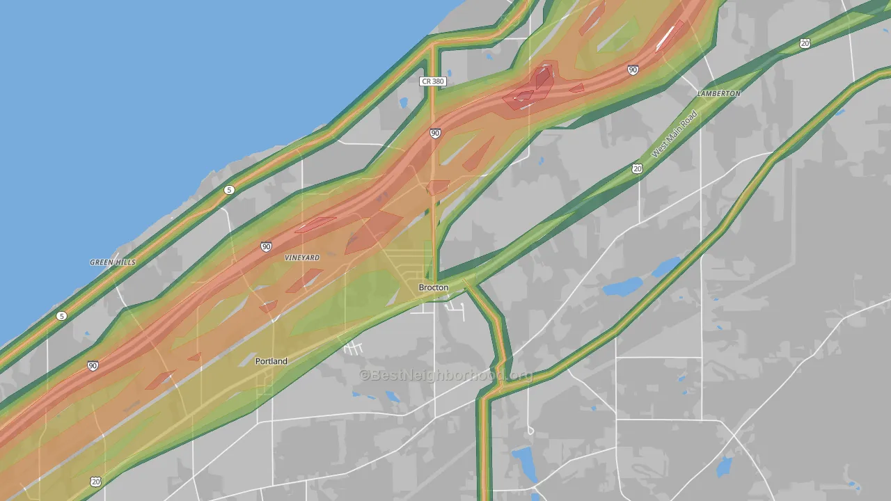 Brocton, NY Map of Noise Levels in Brocton