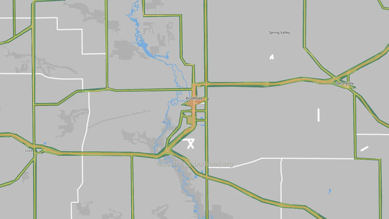 Brodhead, WI Map of Noise Levels in Brodhead