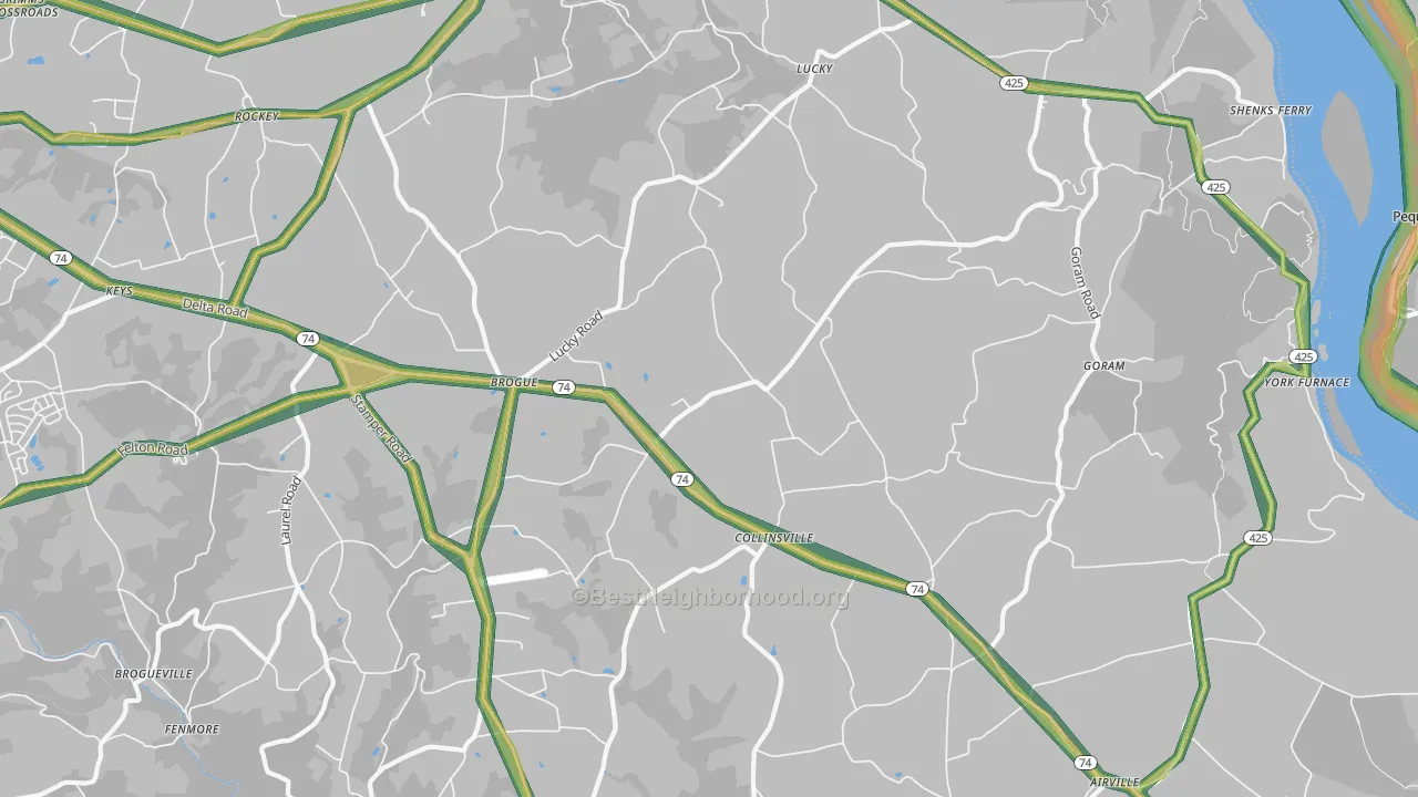 Brogue, PA Map of Noise Levels in Brogue