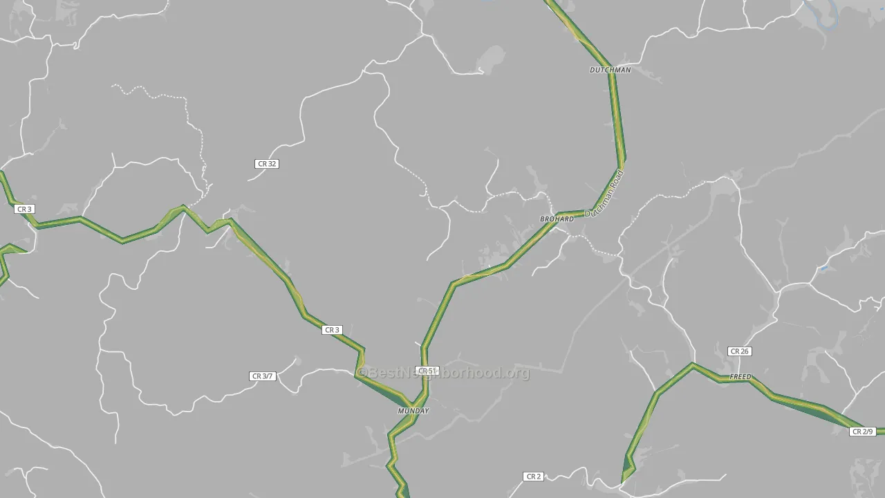 Brohard, WV Map of Noise Levels in Brohard