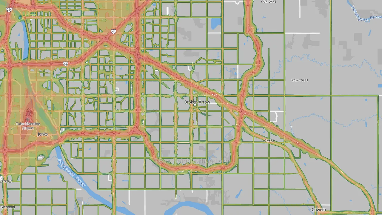 Broken Arrow, OK Map of Noise Levels in Broken Arrow