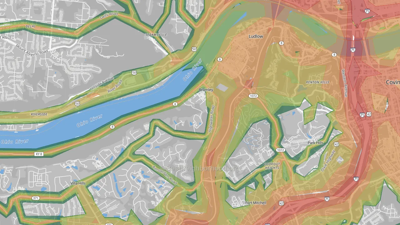 Bromley, KY Map of Noise Levels in Bromley