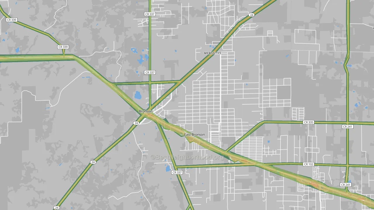 Bronson, FL Map of Noise Levels in Bronson