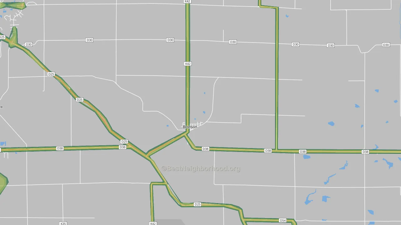 Bronson, IA Map of Noise Levels in Bronson