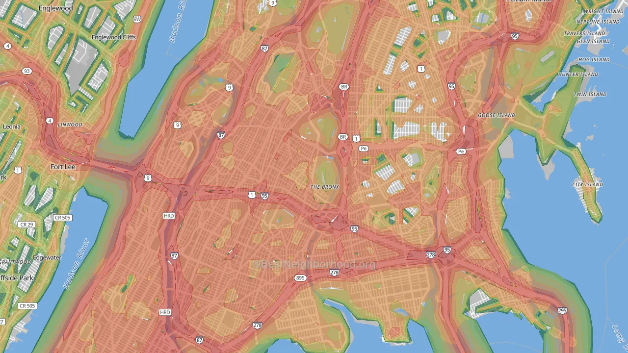 Bronx, NY Map of Noise Levels in Bronx