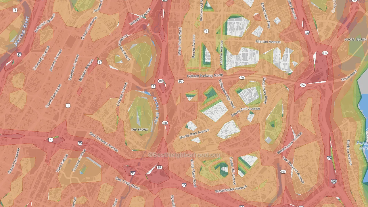 Bronxdale, Bronx, NY Map of Noise Levels in Bronxdale