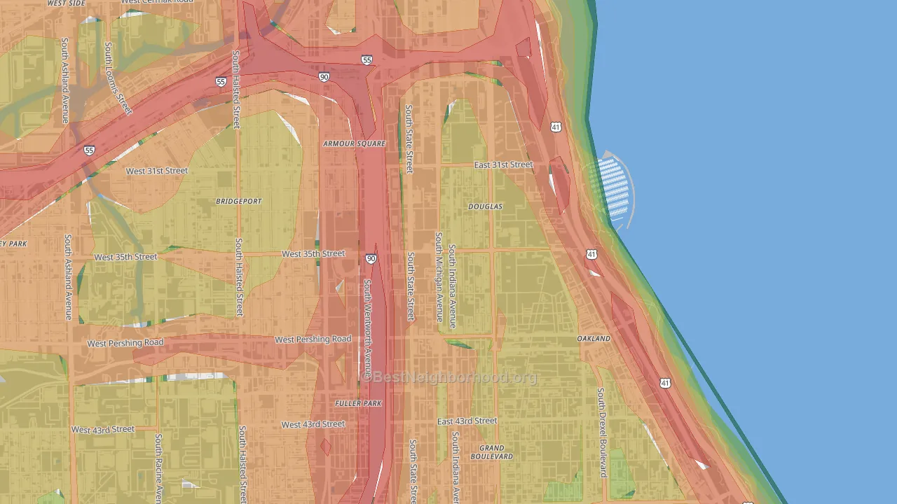 Bronzeville, Chicago, IL Map of Noise Levels in Bronzeville