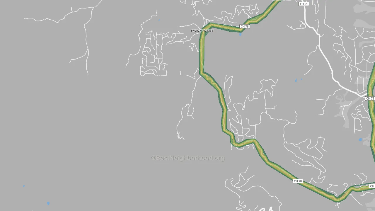 Brook Forest, CO Map of Noise Levels in Brook Forest