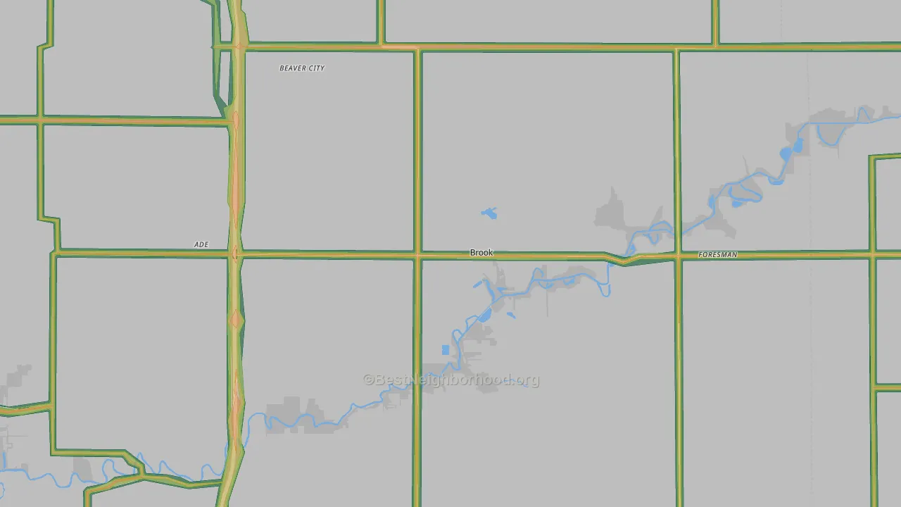 Brook, IN Map of Noise Levels in Brook