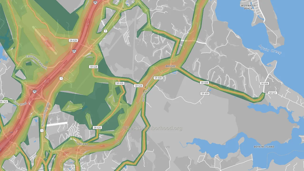 Brooke, VA Map of Noise Levels in Brooke
