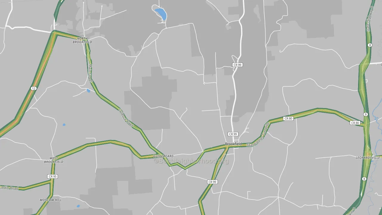 Brookfield, NY Map of Noise Levels in Brookfield