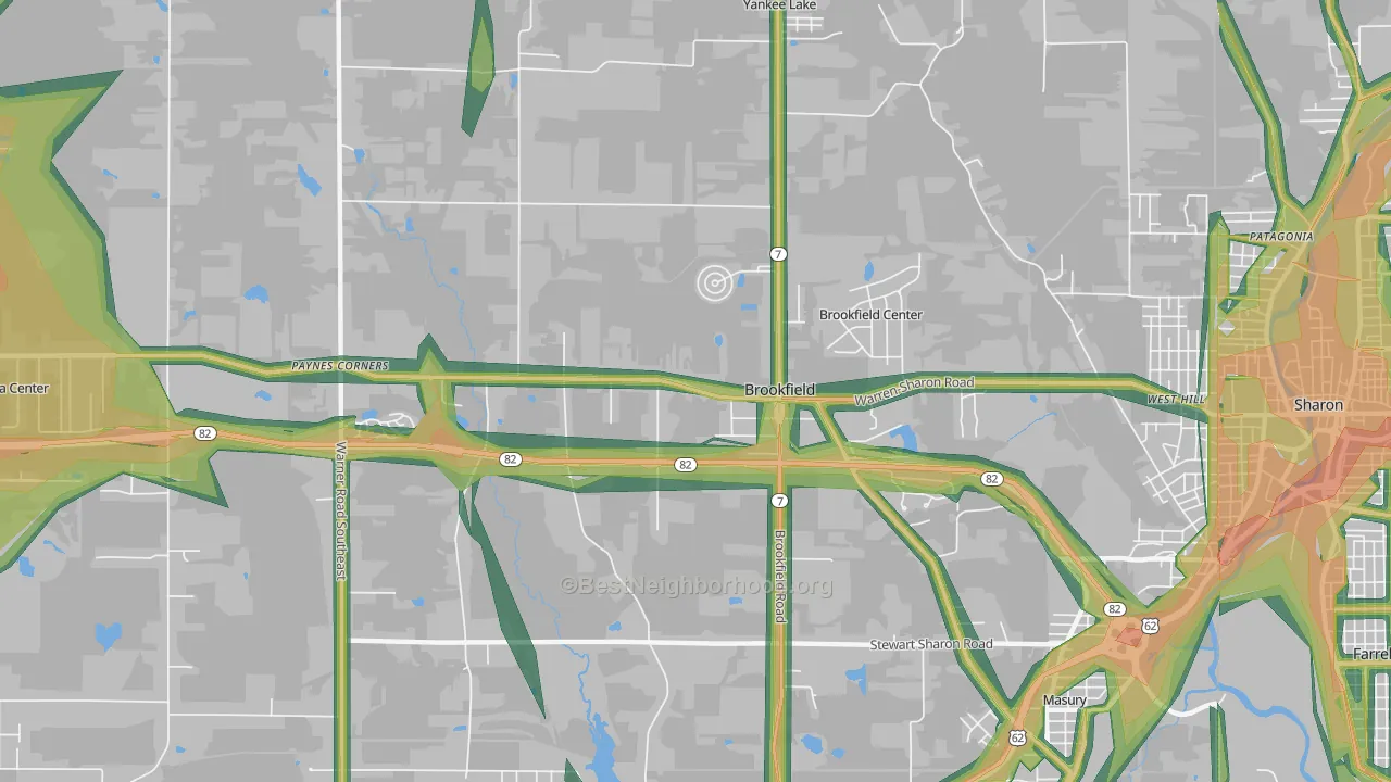 Brookfield, OH Map of Noise Levels in Brookfield