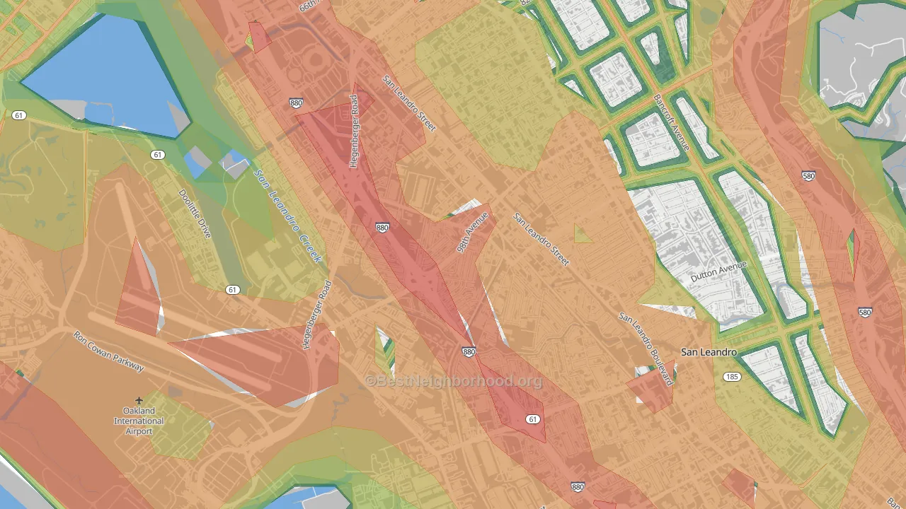 Brookfield Village, Oakland, CA Map of Noise Levels in Brookfield Village