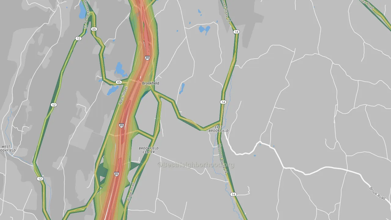 Brookfield, VT Map of Noise Levels in Brookfield