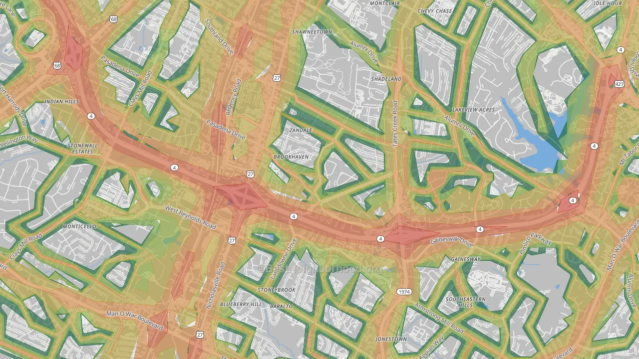 Brookhaven-Lansdowne, Lexington, KY Map of Noise Levels in Brookhaven-Lansdowne