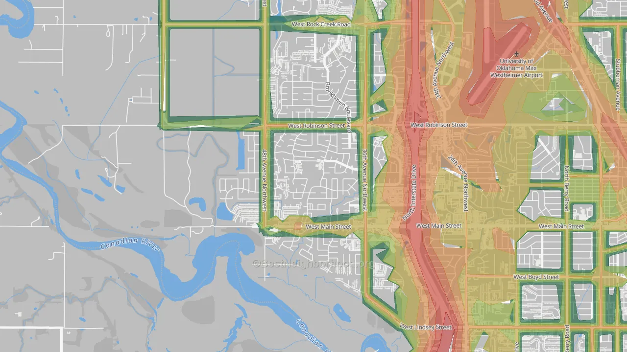Brookhaven, Norman, OK Map of Noise Levels in Brookhaven
