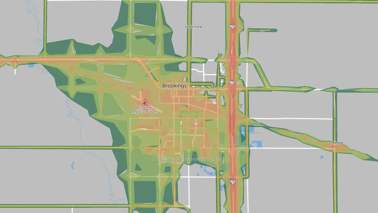 Brookings, SD Map of Noise Levels in Brookings