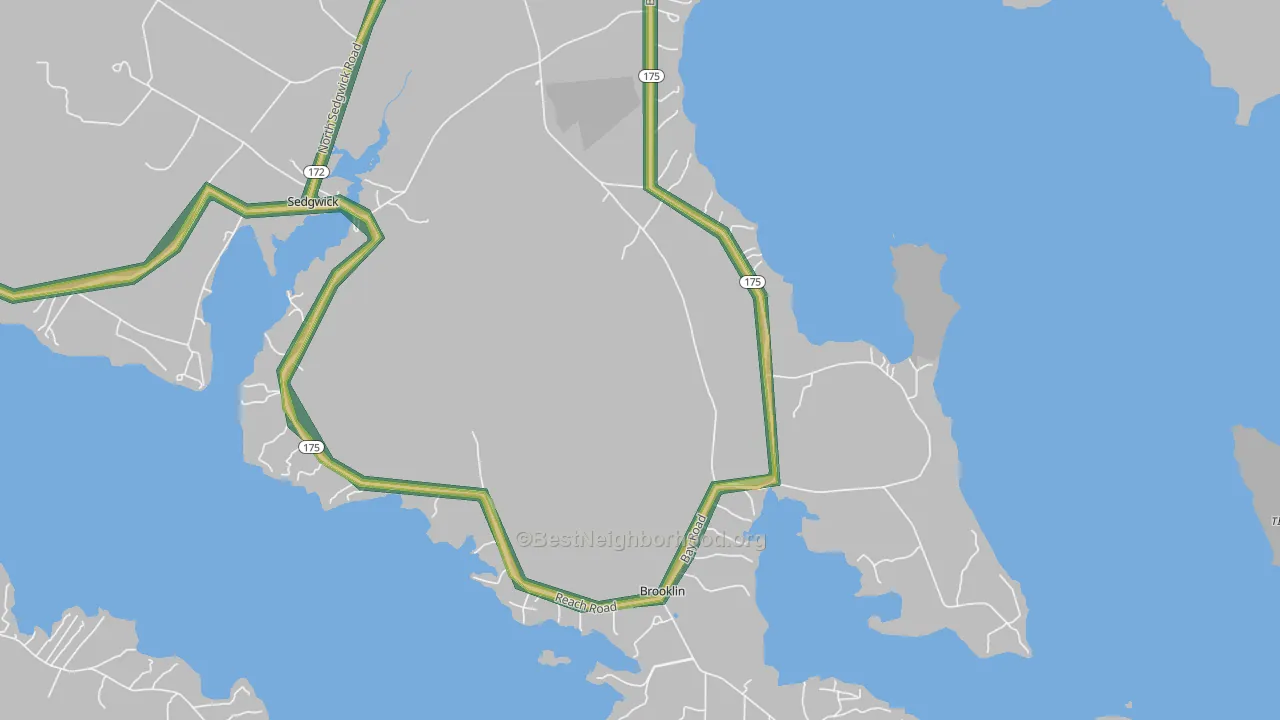 Brooklin, ME Map of Noise Levels in Brooklin