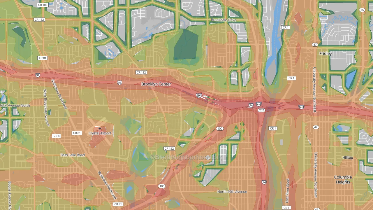 Brooklyn Center, MN Map of Noise Levels in Brooklyn Center