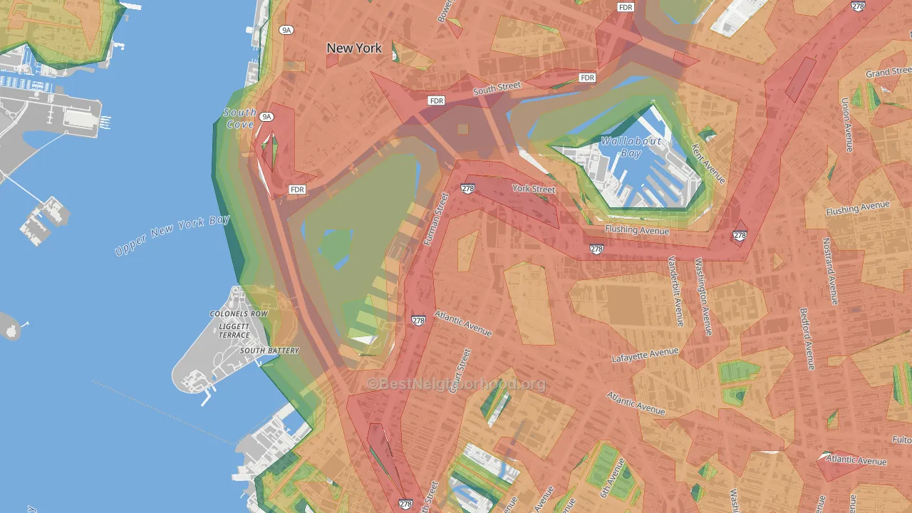 Brooklyn Heights, Brooklyn, NY Map of Noise Levels in Brooklyn Heights