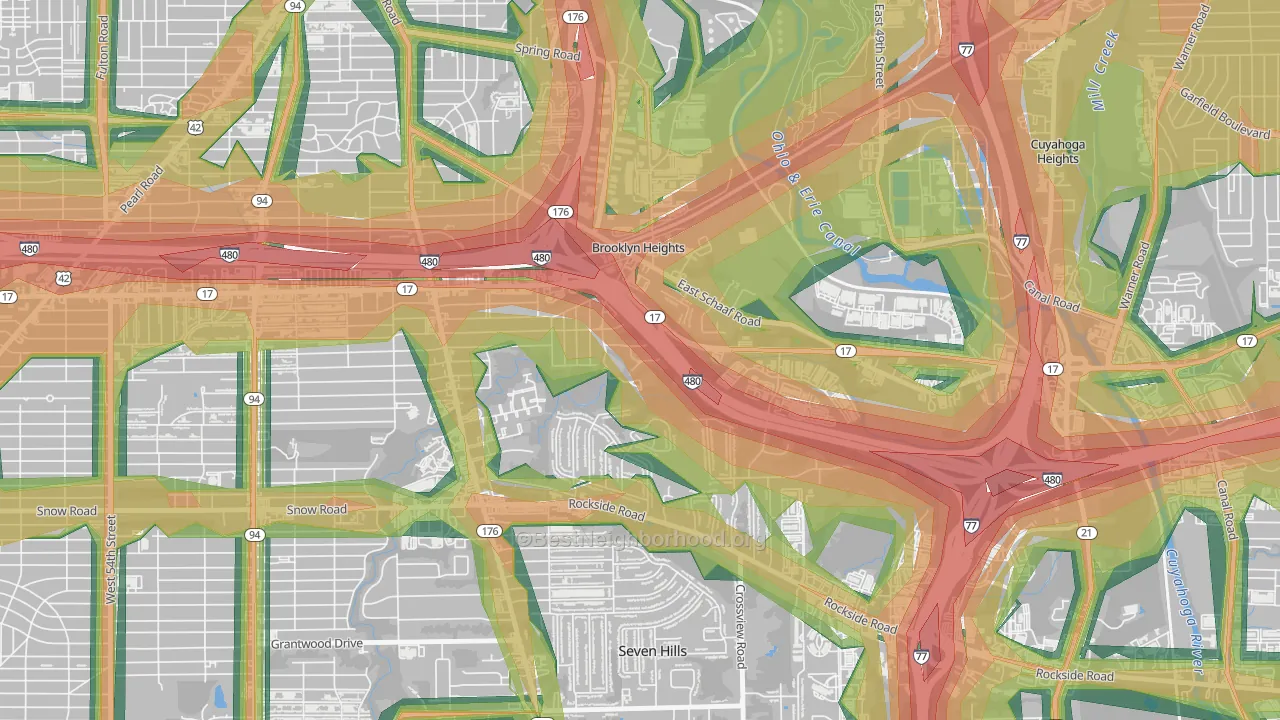 Brooklyn Heights, OH Map of Noise Levels in Brooklyn Heights
