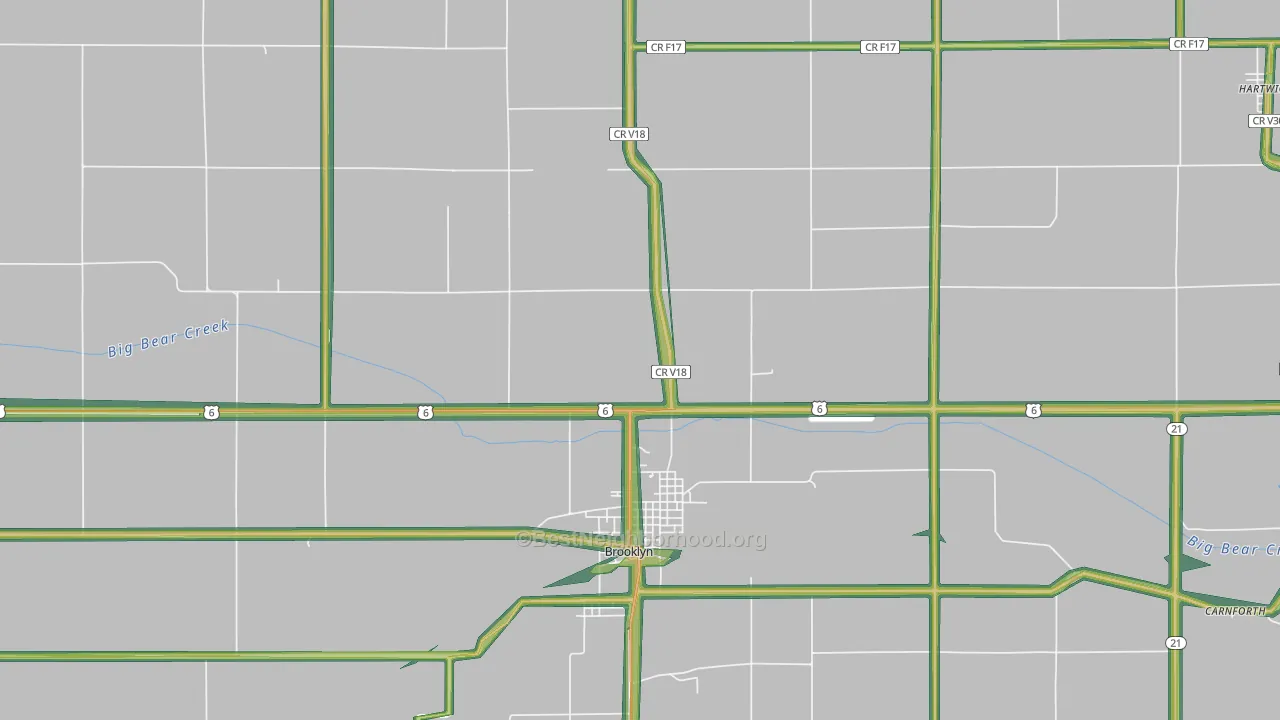 Brooklyn, IA Map of Noise Levels in Brooklyn
