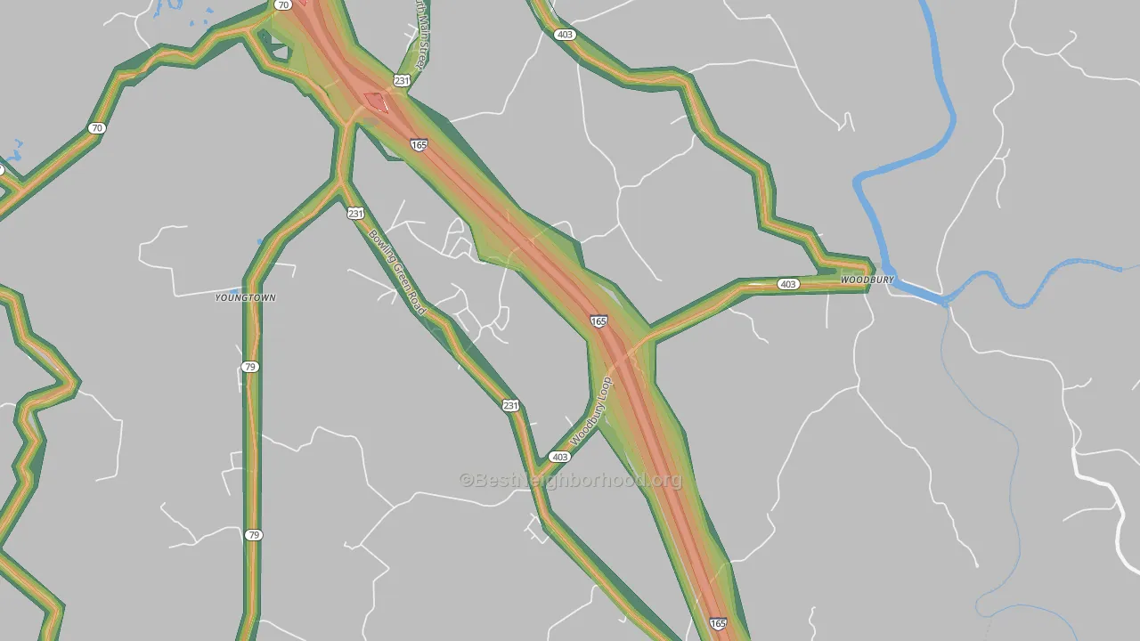 Brooklyn, KY Map of Noise Levels in Brooklyn