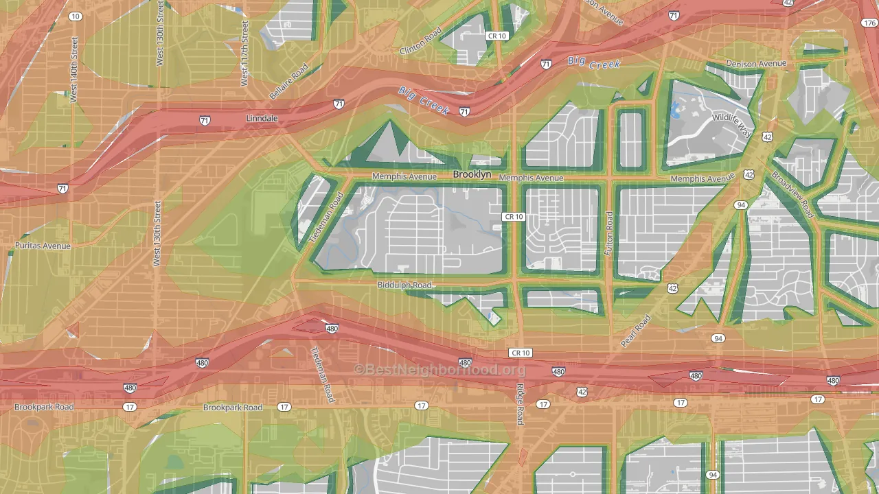 Brooklyn, OH Map of Noise Levels in Brooklyn