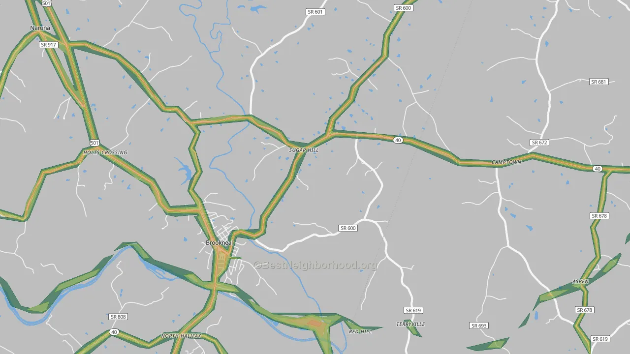 Brookneal, VA Map of Noise Levels in Brookneal