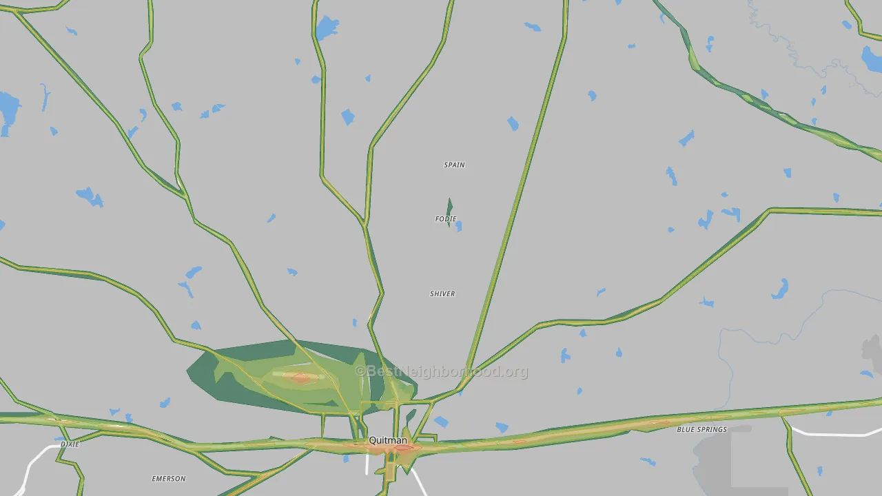 Brooks County, GA Map of Noise Levels in Brooks County