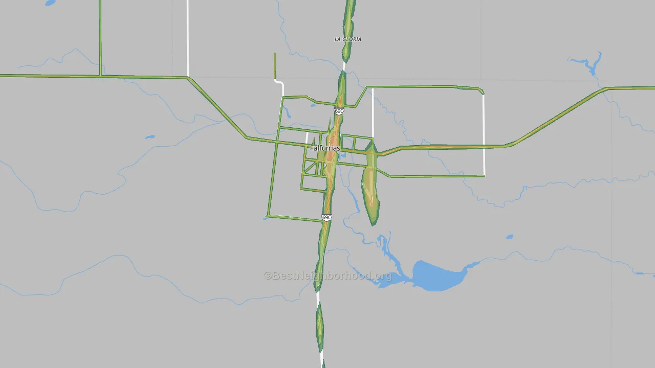 Brooks County, TX Map of Noise Levels in Brooks County